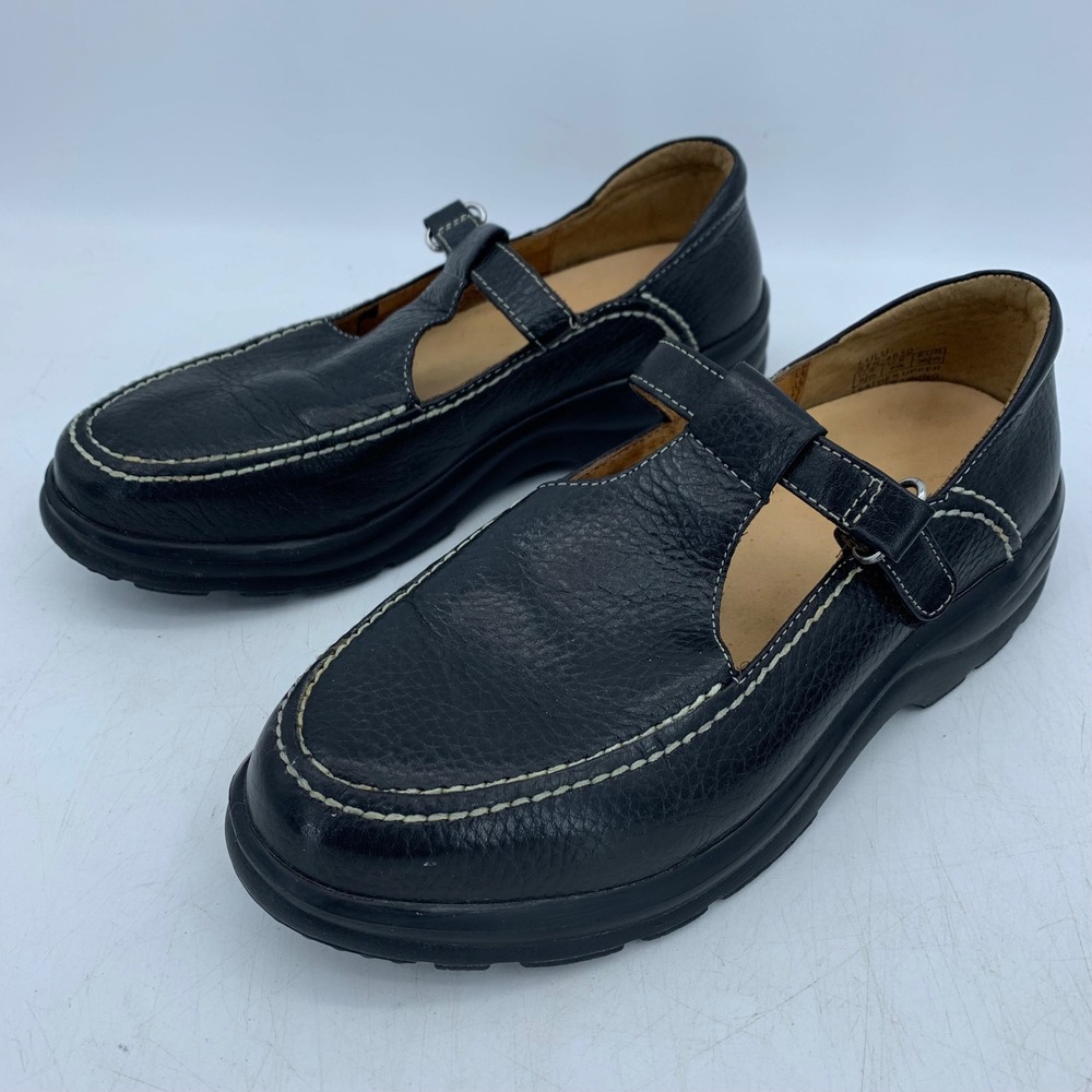 Dr. Comfort Lulu Black Leather T-Strap Mary Jane Shoes Womens 8.5W Diabetic